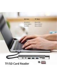 DAYTONA  FC55 8 in 1 HUB Type-C To 2*usb 3.0 2*Type-C RJ45 GİGABİT 4K Ultra Hd HDMI Sd Tf Kart,8ın1 Çevirici Adaptör typ - 3